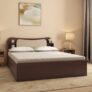 Nilkamal Daffodil Wooden Queen Bed With Box Storage | Designer Headboard With Storage | Engineered Wood | 1 Year Warranty | Walnut
