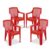 Maharaja Chair| Matt Pattern Plastic Chair For Home, Kitchen, Living Room, Office | Bearing Capacity Up To 200Kg Plastic Outdoor Chair. (Red, Pack Of 4)