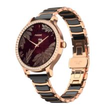 Noise Diva Araya Smartwatch for Women with AMOLED Display (850 Nits), 60 Precision-Set Crystals, Cycle Tracking, Skin Temperature, SOS with Live Location, 100+ Watch Faces – Rose Gold Ceramic
