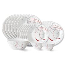 Larah By Borosil Boro Fluted Series Opalware Dinner Set | 21 Pieces For Family Of 6 | Microwave & Dishwasher Safe | Bone-Ash Free | Crockery Set For Dining & Gifting | Plates & Bowls | White
