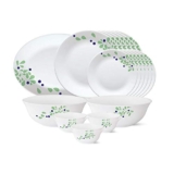 Larah By Borosil – Tiara Series, Foliage, 21 Pcs, Opalware Dinner Set, White