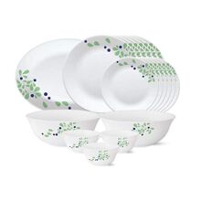Larah By Borosil – Tiara Series, Foliage, 21 Pcs, Opalware Dinner Set, White