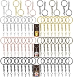 DIY Crafts Nickel Silver, Pack of 10 Pcs, Split Key Rings with Chain Bulk(Nickel Silver, Pack of 10 Pcs)