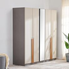Home Centre | Tiffany | Engineered Wood | 4 Door Swing Wardrobes | Beige | 1 Year Warranty