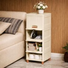 Modular Storage Organizer | Stackable Wardrobe Cabinet For Clothes, Kitchen & Home | Space Saving Foldable Storage Box | Heavy Duty Plastic Organizer Rack (4 Piece)