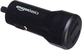 AmazonBasics 4.8 Amp/24W Dual USB Car Charger for Apple and Android Devices, Black