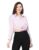 Women Pink Stripe Print Open Collared Cotton Crop Shirt