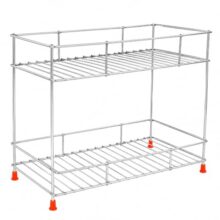 GLUN® Heavy-Duty 2-Tier Automotive Storage Rack, Metal Garage Organiser Shelf for Car Tools, Spare Parts, Cleaning Supplies & Workshop Utility Stand, Rust-Resistant Multi-Purpose Storage Accessories
