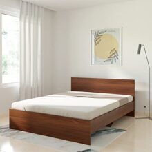 Amazon Brand – Solimo Madray Queen Size Engineered Wood Bed (Asian Walnut)