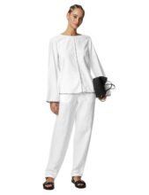 Marks & Spencer Linen Rich Tie Detail Blouse White