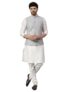 LATEST CHIKAN Men’s Silk Blend Kurta Pyjama Set with Jacquard Nehru Jacket – Festive&Wedding-Wear -2SS-CO-DPS-CR-NJ-SB-GY-38