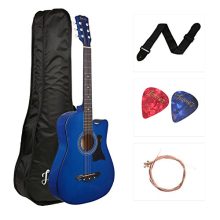 Juârez Lindenwood Acoustic Guitar, 38 Inches Cutaway, Jrz38C With Bag, Strings, Pick And Strap, Blue