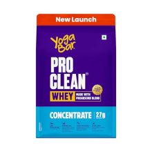 Yogabar ProClean Whey Protein Concentrate 1kg | 27g Protein per Serve | Unflavoured Whey Protein Powder | Clean & Light | Patented & Clinically Tested Pro-Absorb Blend