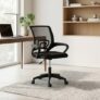 Royaloak Aero Mesh Medium Back Office Chair | Ergonomic Study Chair with Breathable Nylon Mesh, Cushioned Seat & Height Adjustment | 360° Swivel, Fixed Armrests & Smooth Caster Wheels