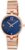 Giordano Analog Watch for Women with Blue Crystal Studded Dial, Rose Gold Case and Unique Designed Metal Strap Ladies Wrist Watch