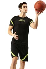 Maniac Men’s Printed Black Tshirt and Black Shorts Polyester Slim Fit Co-Ords