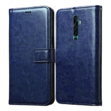Amazon Brand-Solimo Flip Leather Mobile Cover (Soft, Flexible & Kickstand Back Case) Compatible For Oppo Reno2 F (Blue)