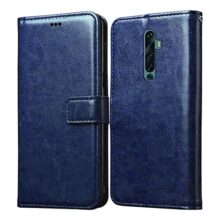 Amazon Brand-Solimo Flip Leather Mobile Cover (Soft, Flexible & Kickstand Back Case) Compatible For Oppo Reno2 F (Blue)