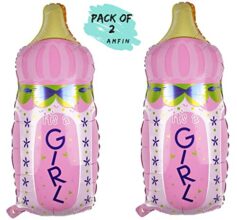 Amfin (18 Inches) (Pack Of 2) Its A Girl Bottle Foil Balloons For Birthday Party/Theme Party Foil Balloons/Baby Shower Decoration – (Pink)