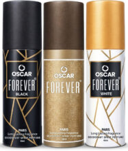 OSCAR Forever Paris+ Forever White + Forever Black Body Deodorant Spray 40ml Each Deodorant Spray  –  For Men & Women(120 ml, Pack of 3)