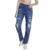 Spykar Women Mid Blue Cotton Straight Fit Regular Length Highly Distressed Jeans -(Bella)