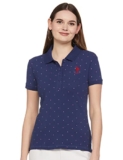 U.S. POLO ASSN. Women Classic Fit Polo Shirt (Awpo003Twill Light Blue_Navy Small)