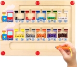 P SQUARE Magnetic Color and Number Maze, Montessori Toys Wooden Magnet Board, School Educational Toys Must Haves for Kids, Montessori Fine Motor Skills Toys for 3 Year Old Boys & Girls (Train)