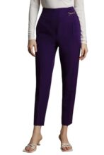 Women Purple Slim Fit Solid Casual Trousers