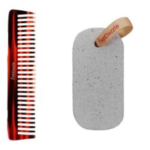 Midazzle Handcrafted Hair Comb with Pumice Stone, Set of 2, Capsule Design