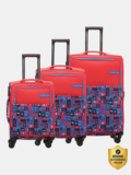 NASHER MILES India Polyester Luggage Set of 3 Printed Trolley Bags (55, 65 & 75cm) Expandable  Cabin & Check-in Set 8 Wheels – 28 Inch