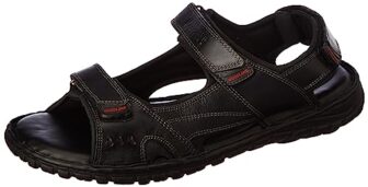 Woodland Men’s Black Leather Sandal-6 UK (40 EU) (GD 18310)