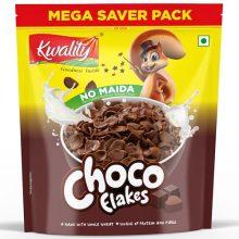 Kwality Choco Flakes 1Kg | Made With Whole Wheat, No Maida Chocos | Source Of Protein & Fiber | Richness Of Chocolate | Healthy Food & Breakfast Cereal For Kids