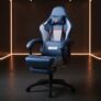 Baybee Drogo Multi-Purpose Ergonomic Gaming Chair With 7 Way Adjustable Seat, Head & Usb Massager, Pu Leather Lumbar Pillow Home & Office Chair With Full Reclining Back Footrest (Racer Blue)