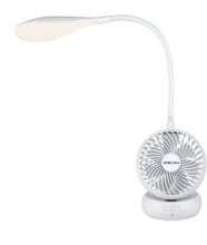Bajaj Airlight 85 MM Personal Rechargeable Fan With Task Lighting | 8 W Table Fan | 360-Degree Table Lamp | 3-6 Hours Battery Backup | Silent Operation | USB Charging Fan | 1-Year Warranty 【White】