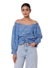 Pepe Jeans Printed Lyocell Round Neck Women’s Shirt (Blue, Small)
