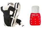 Antil’s Black Baby Carrier Bag & Washable/Reuseable Baby Diaper with 5 Layer Insert White Combo