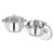 Bergner Acier Stainless Steel Set of 2 Cook and Serve Casserole with 2 Glass Lids, 4 pcs, 2 Casseroles 16cm with 2 Glass Lids, Induction Bottom, Gas Ready, Silver