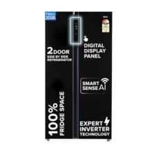 Haier 602L 3Star 2 Door Side By Side Frost Free Refrigerator|100% Convertible|Expert Inverter Technology|Digital Display Panel|Triple Twist Ice Maker|Deo Fresh Technology (Hrs-682Ks, Black Steel)