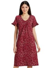 Amazon Brand – Eden & Ivy Women’s Nightdress Regular Nightgown (EI-AW20DR01-SC-10_Wine_XL)