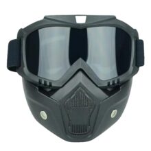 Allextreme Goggle Mask Anti Scratch Uv Protective Open Face & Eyewear Windproof Dirt Shield Adjustable Strap Soft Foam Padded Detachable For Cycling Bike Off Road Racing Riding Unisex (Black, 1 Pc)