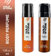 Wild Stone Iron and Bronze Perfume Body Spray  –  For Men(240 ml, Pack of 2)