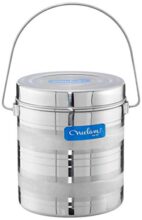 Neelam Stainless Steel 17, 22 Gauge Diamond Milk Pot, 6100 ml, Stainless Steel Storage Can Useable As Steel Dabba, Milk, ghee, Oil Storage, Etc. Heavy Jointless Body, Induction Compatible, Silver