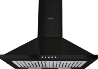 Glen Chimney Mia Blk 60 1100M3 Bf Ltw Pyramid 60 Cm| Baffle Filter | Low Noise Wall Mounted Black 1100 M3/H Chimney