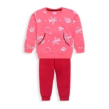 LuvLap Baby Boys Full Sleeve Sweatshirt & Pyjama Set Pack of 1, Cotton Rich Fleece, Salmon Rose, XL (12 to 18 Months)