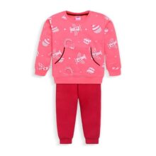 LuvLap Baby Boys Full Sleeve Sweatshirt & Pyjama Set Pack of 1, Cotton Rich Fleece, Salmon Rose, XL (12 to 18 Months)