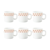 Larah by Borosil Gardenia Opalware Tea/Coffee Cup Set | 6 pcs Set, 100 ml Each | Microwave & Dishwasher Safe, Bone-Ash Free | Crockery Set Ideal for Daily Use & Gifting | White