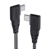 Ambrane Type C To Type C, 60W Fast Charging, L Shape For Easy Holding, Pd Technology, 480Mbps Data Sync Cable For Smartphones, Tablets, Laptops & Other Type C Devices, 1.25 M(Abltt-125 Black)