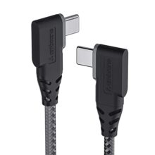 Ambrane Type C To Type C, 60W Fast Charging, L Shape For Easy Holding, Pd Technology, 480Mbps Data Sync Cable For Smartphones, Tablets, Laptops & Other Type C Devices, 1.25 M(Abltt-125 Black)
