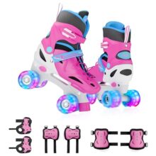 Lifelong Kids Adjustable Skating Shoes With Led Lights – Inline Roller Skating With Adjustable Size, Playful Lighting With Safety Pads, 1 Pair Of Skates, Durable Frame – Pink, M (21-23.5 Cm)