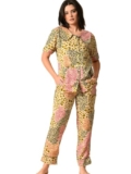 UNIfringe Women’s Cotton Printed Night Suit Set | Soft & Stylish Full Sleeve Shirt with Pajama | Comfortable Loungewear & Sleepwe,(Multicolor XS)
